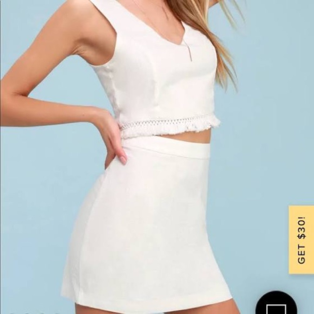 Lulus Medium white 2 piece skirt set